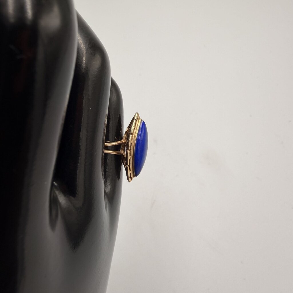 14k Gold Lapis Lazuli Marquise Cocktail Ring Size 5.5