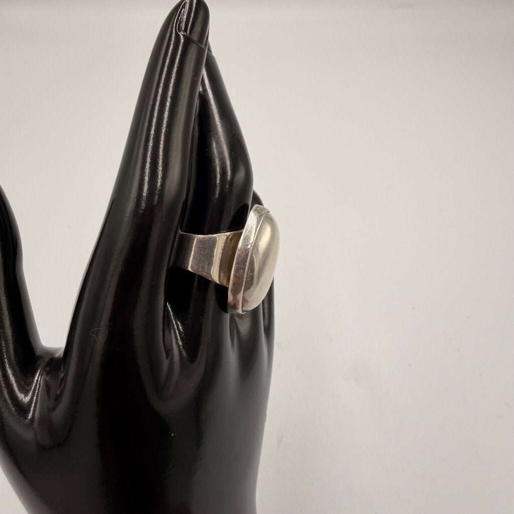 Sterling Silver Mexican Modernist Pillow Cocktail Ring Size 8.5
