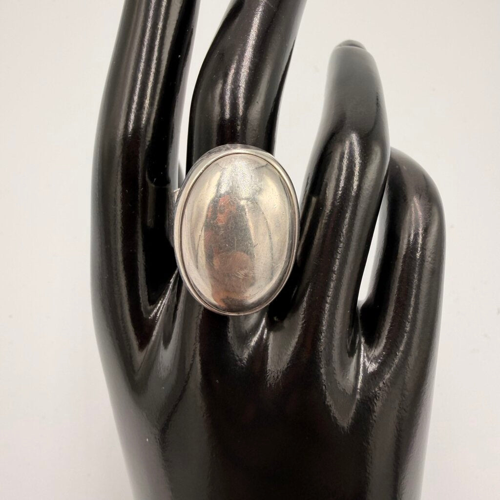 Sterling Silver Mexican Modernist Pillow Cocktail Ring Size 8.5