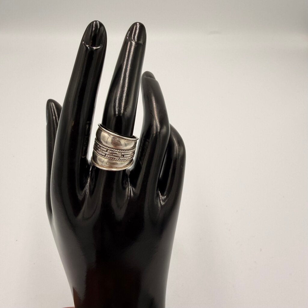 Sterling Silver Wide Spinner Band Ring Size 8