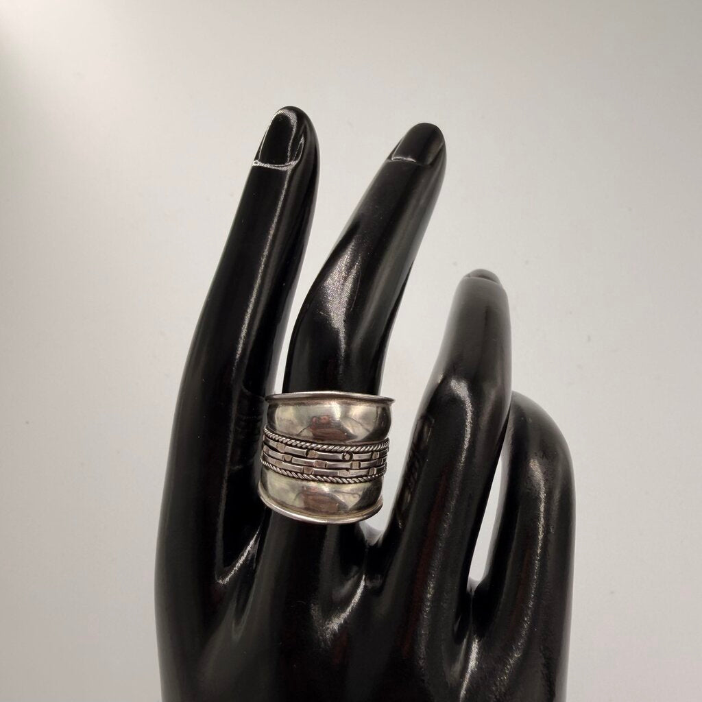 Sterling Silver Wide Spinner Band Ring Size 8