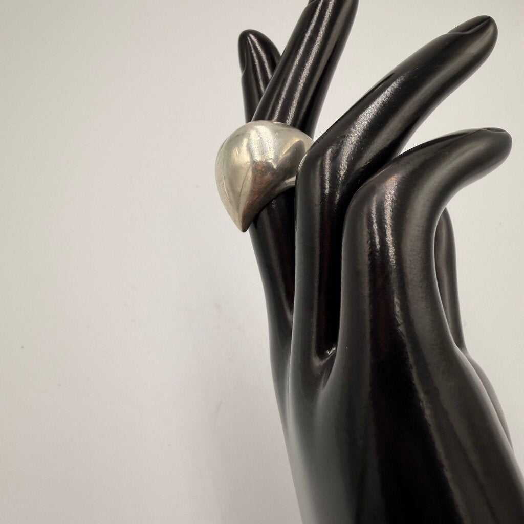 Vintage Sterling Silver Puffy Heart Cocktail Ring Size 6
