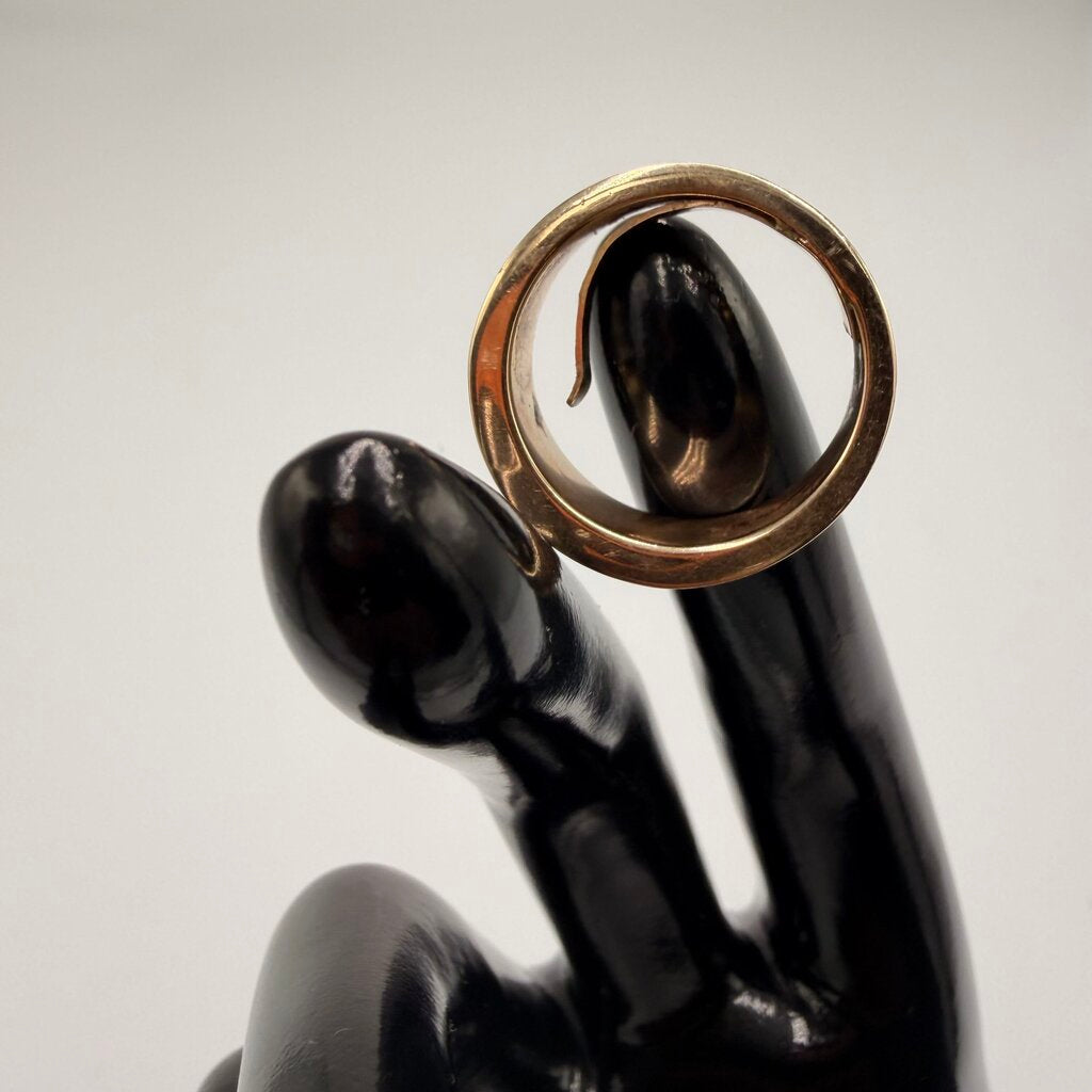 14k Gold Black Onyx Inlay Band Ring Size 7