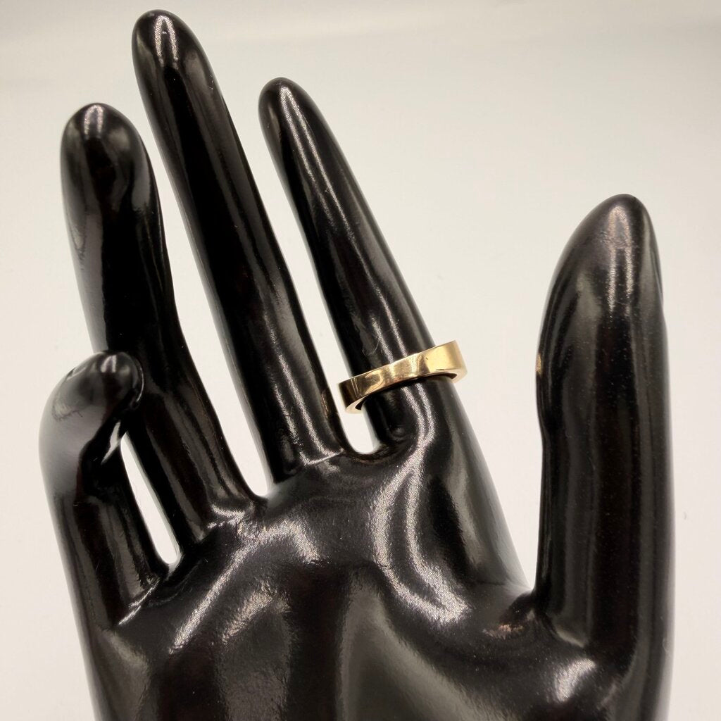 14k Gold Black Onyx Inlay Band Ring Size 7