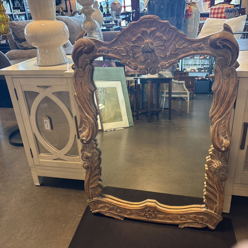 Vintage Carved Wood Mirror- 28X2X40H