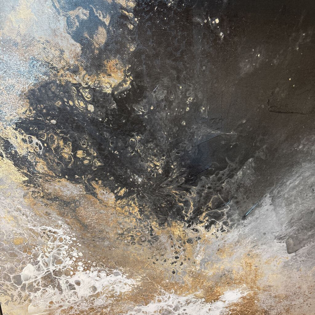 Astract Framed Black Gold & White Art- 25X2X37H