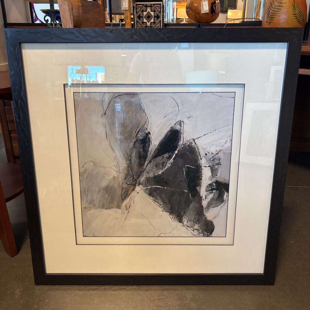 Abstract Black & White Art In Black Frame- 34X2X34