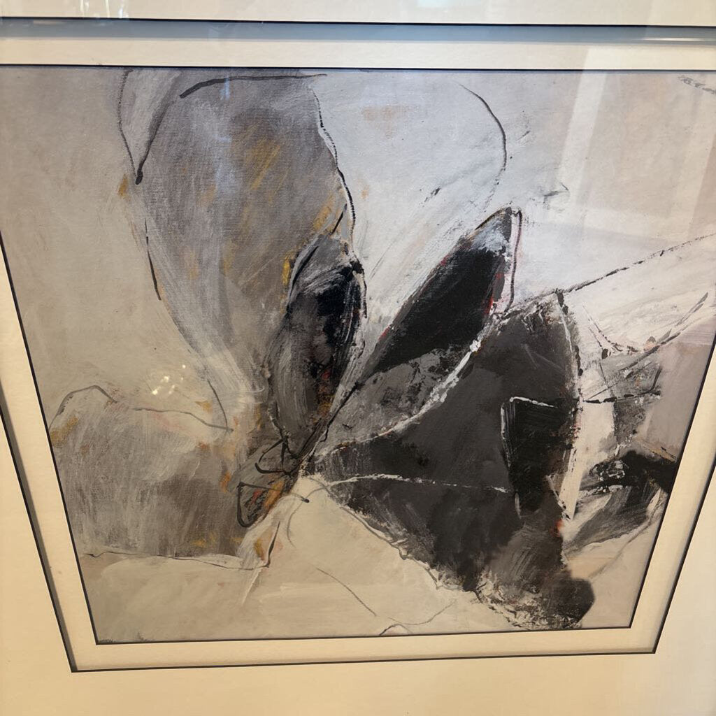 Abstract Black & White Art In Black Frame- 34X2X34