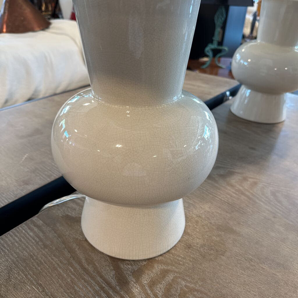 Cream Crackle Finish Table Lamps- Pair- 14.5X26H