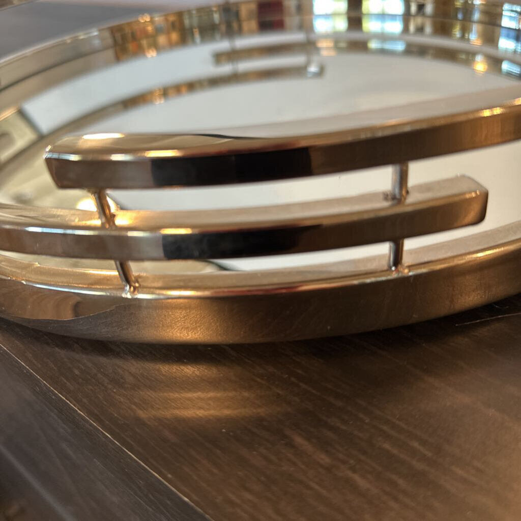 Round Chrome Mirrored Tray- 16.5X16.5X3H