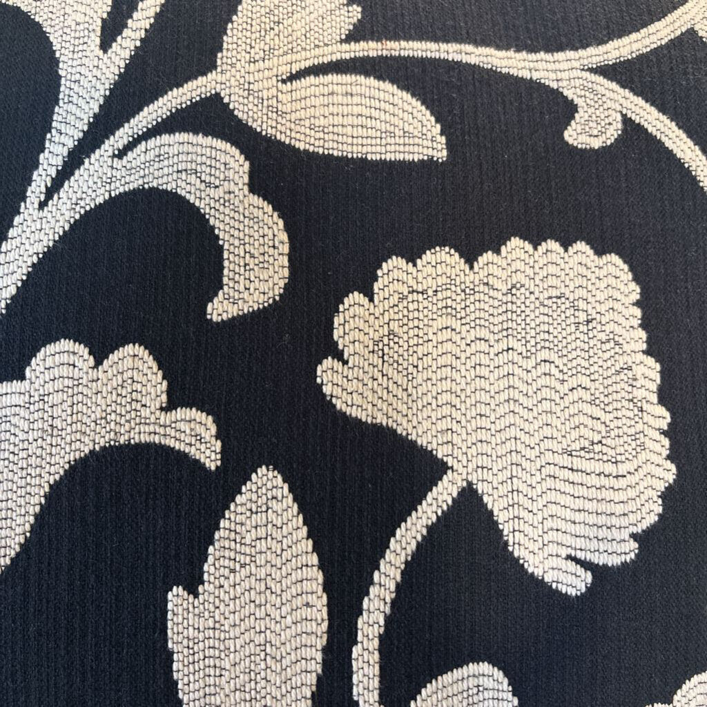 Black & Cream Floral Down Pillow- 21X21X4