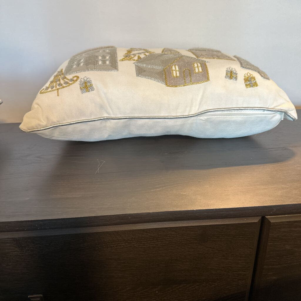 Cream Christmas Light Up Lumbar Pillow- 18X12X4