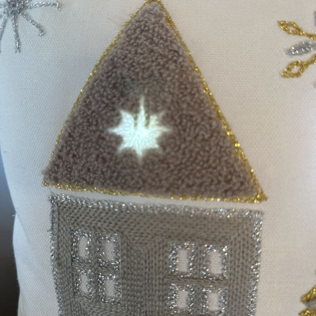 Cream Christmas Light Up Lumbar Pillow- 18X12X4