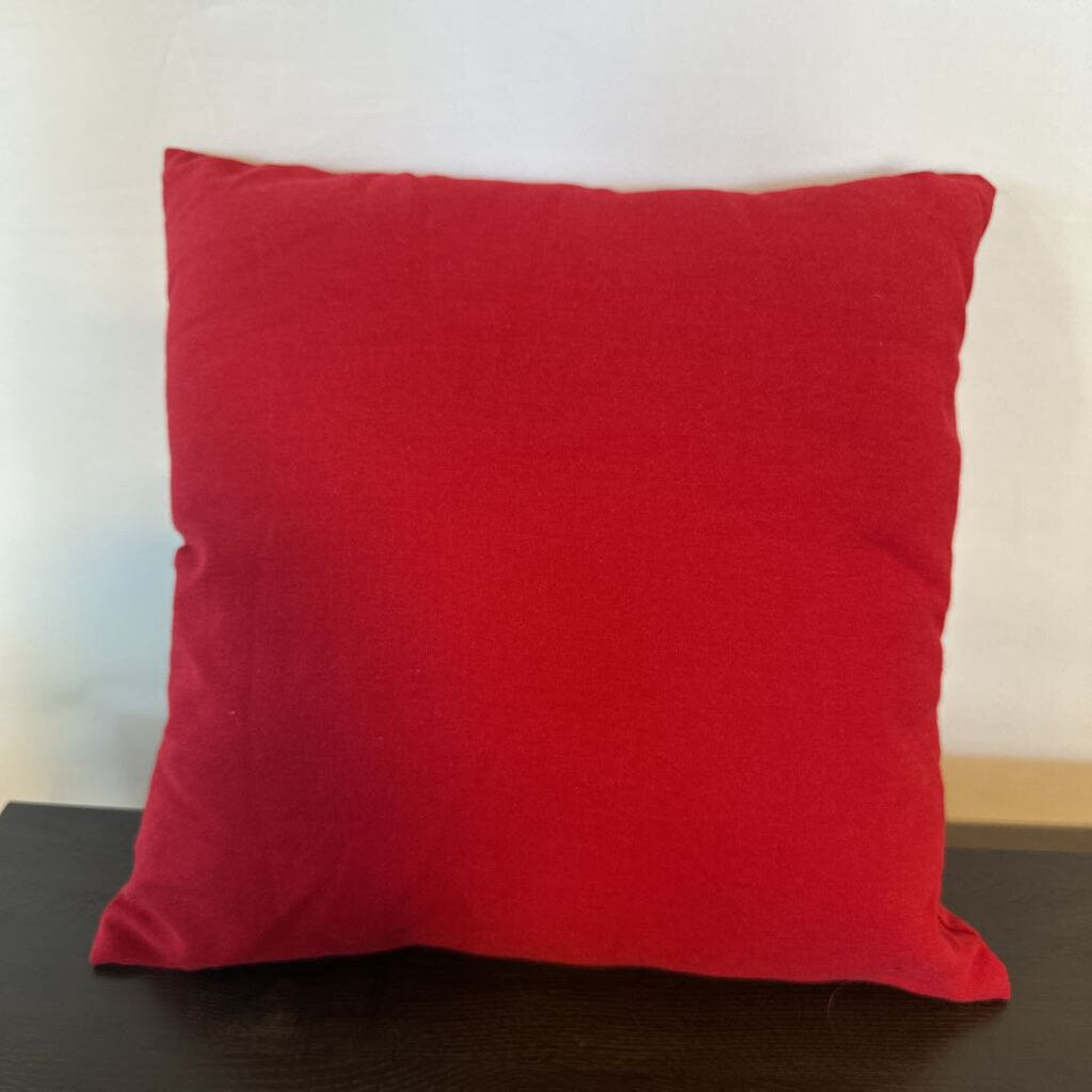Red & White Reindeer Christmas Pillow- 16X16X4