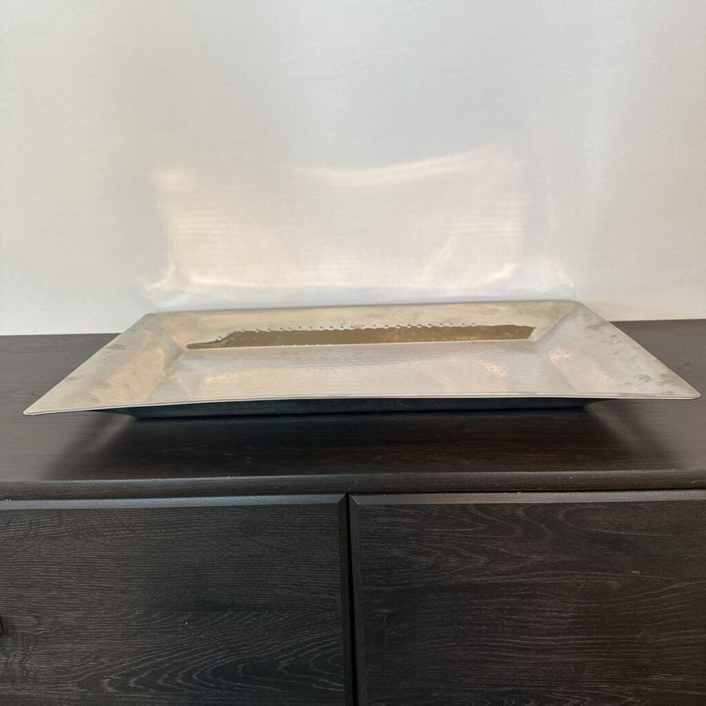 Silver Hammered Rectangular Tray- 13X22X2H
