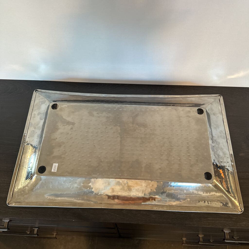Silver Hammered Rectangular Tray- 13X22X2H