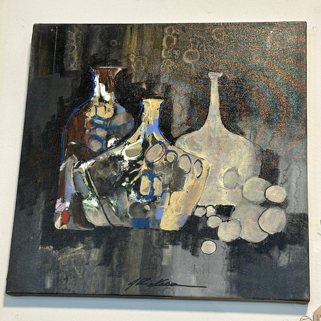 Original Grey 3 Bottle Art By Jack Rickard - 20X20
