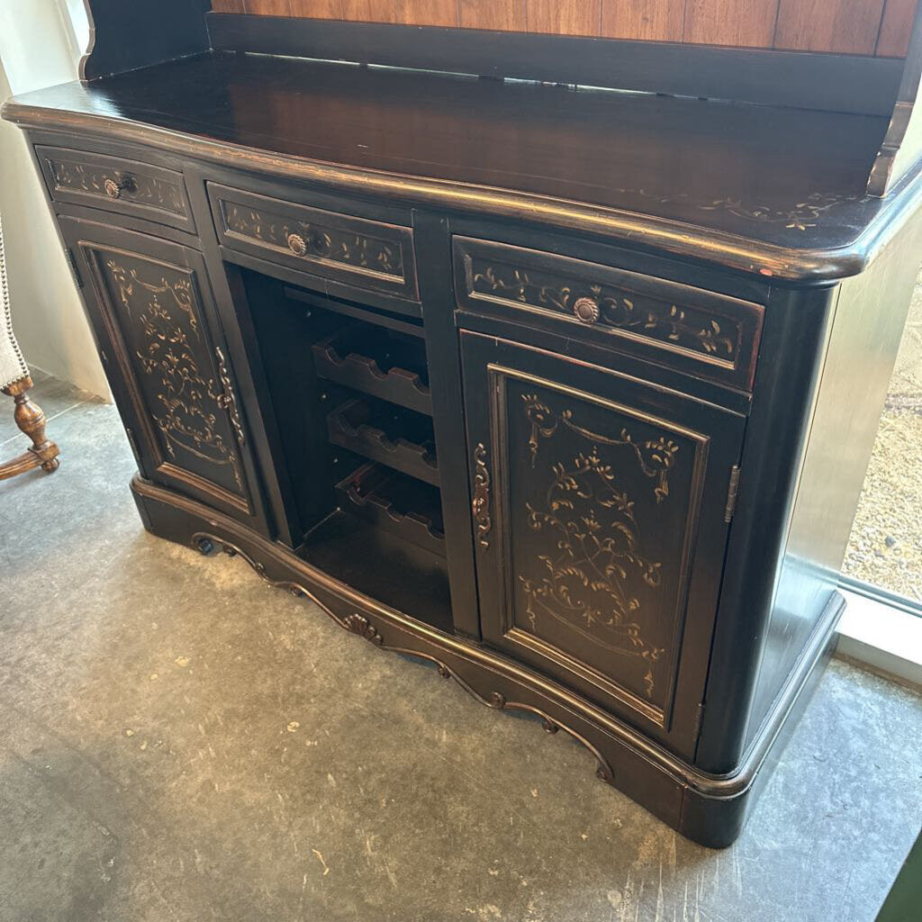 Black Hand Painted China Hutch- 56X19X84H