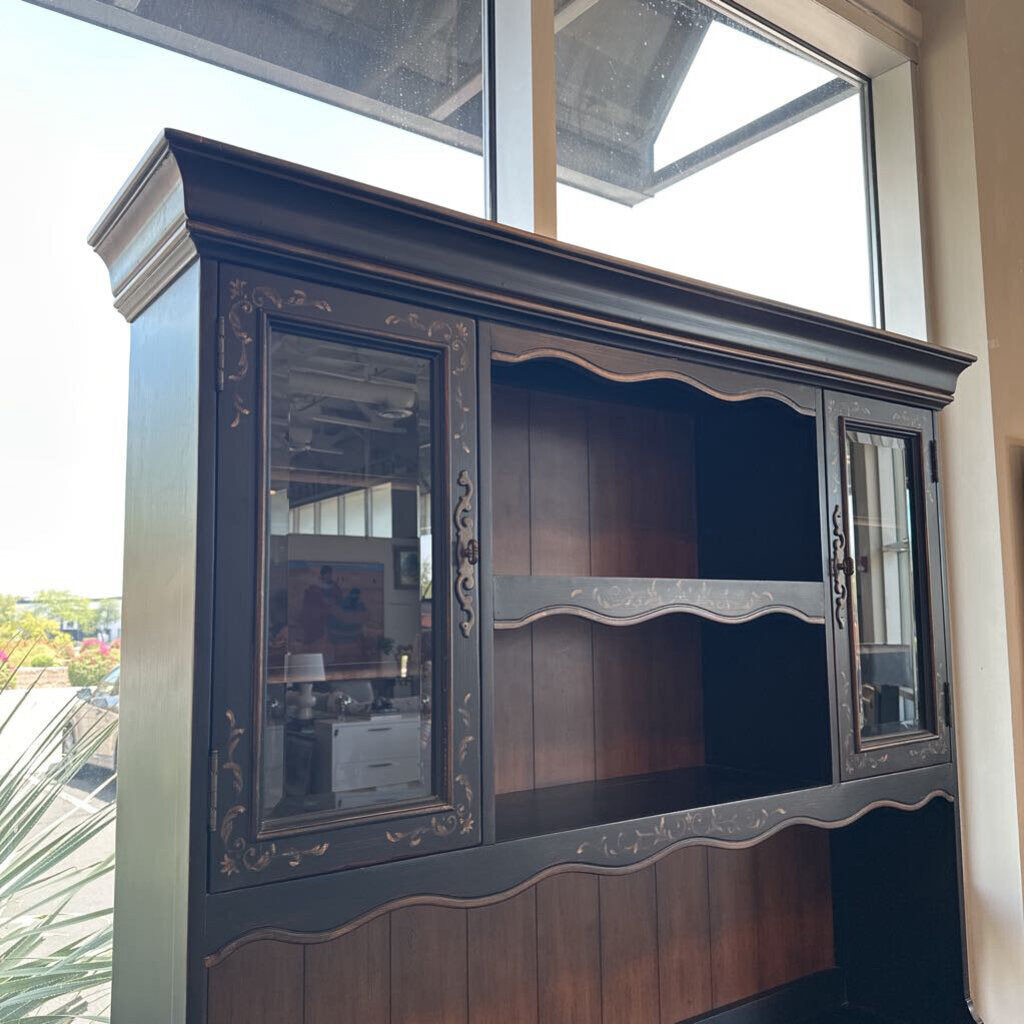 Black Hand Painted China Hutch- 56X19X84H