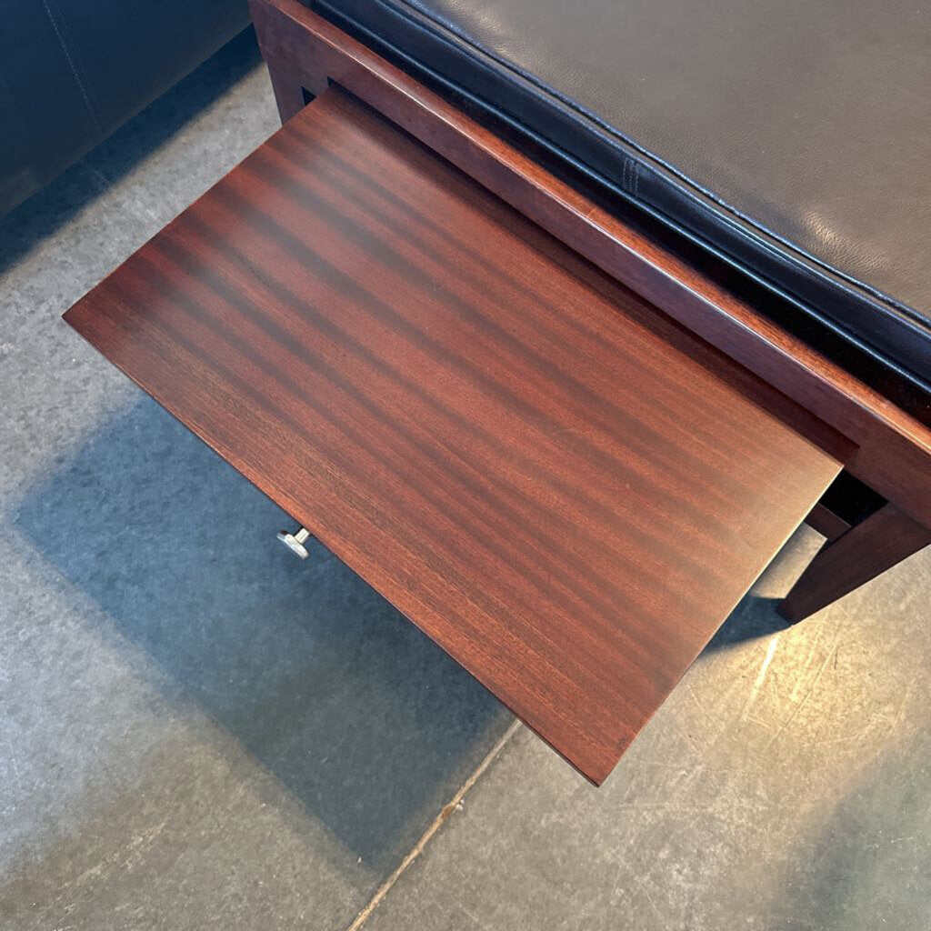 Bernhardt Leather Top Coffee Table- 47.5X28X16H-AS IS