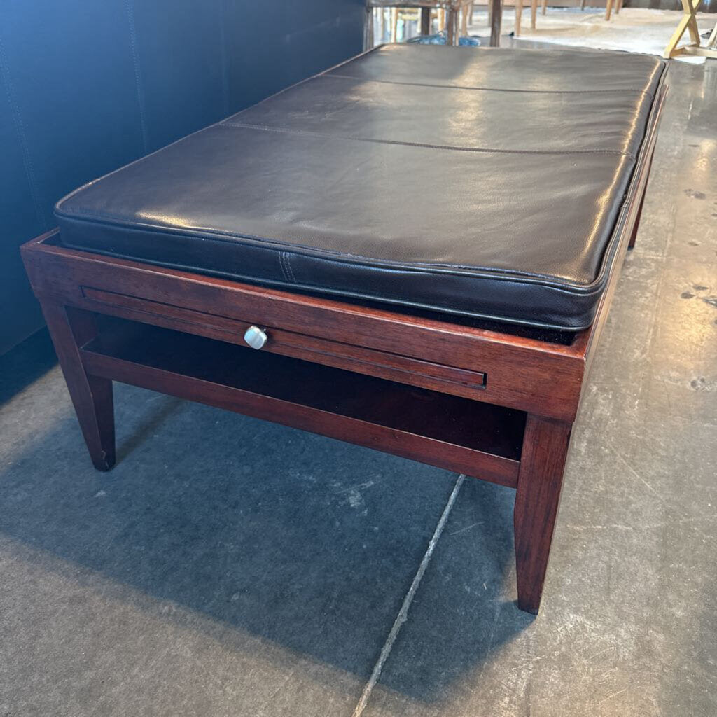 Bernhardt Leather Top Coffee Table- 47.5X28X16H-AS IS