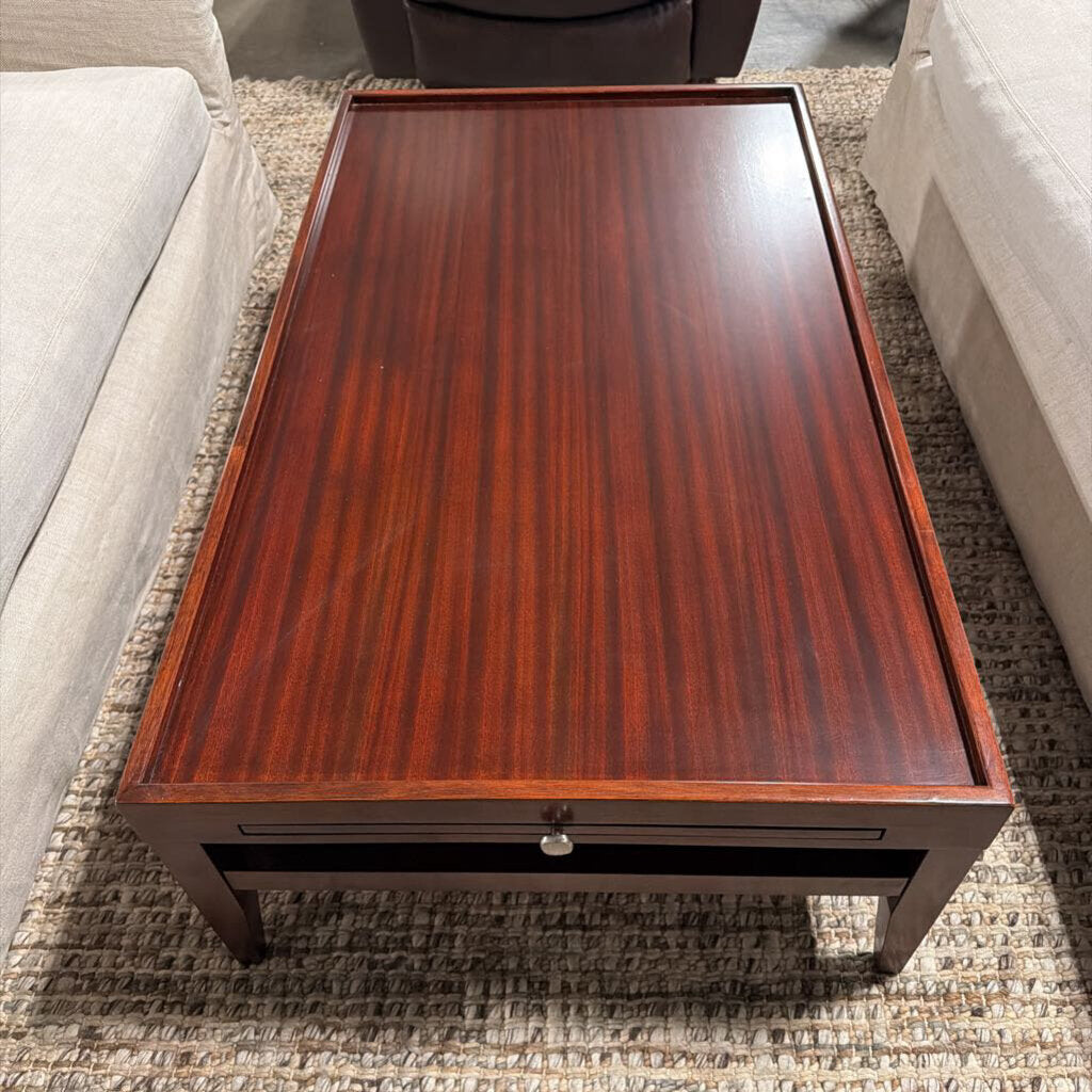 Bernhardt Wood Coffee Table (W/ Optional Leather Cushion)- 47X28X16H