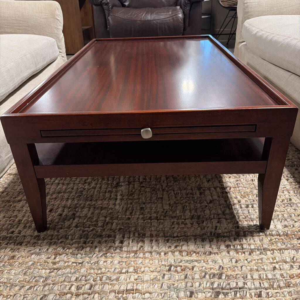 Bernhardt Wood Coffee Table (W/ Optional Leather Cushion)- 47X28X16H