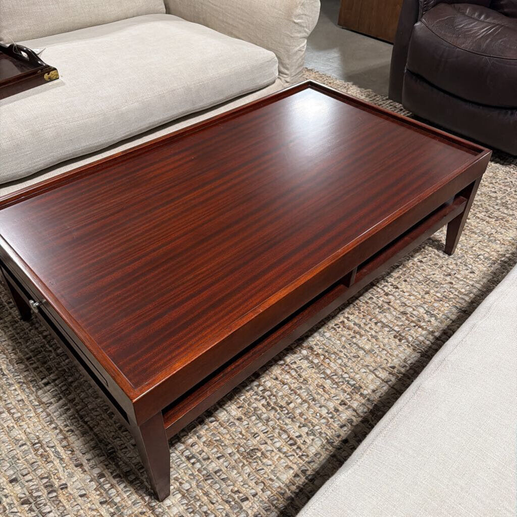 Bernhardt Wood Coffee Table (W/ Optional Leather Cushion)- 47X28X16H