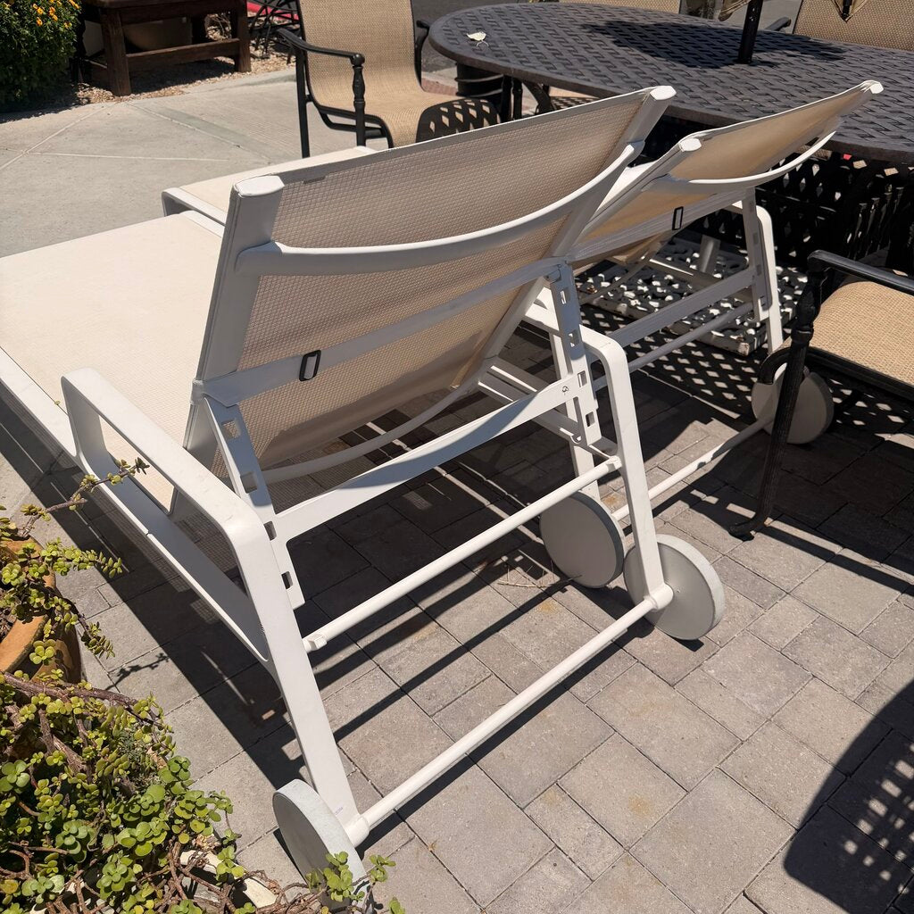 Kettler White Adjustable Lounge Chairs - Pair - 73X29X31