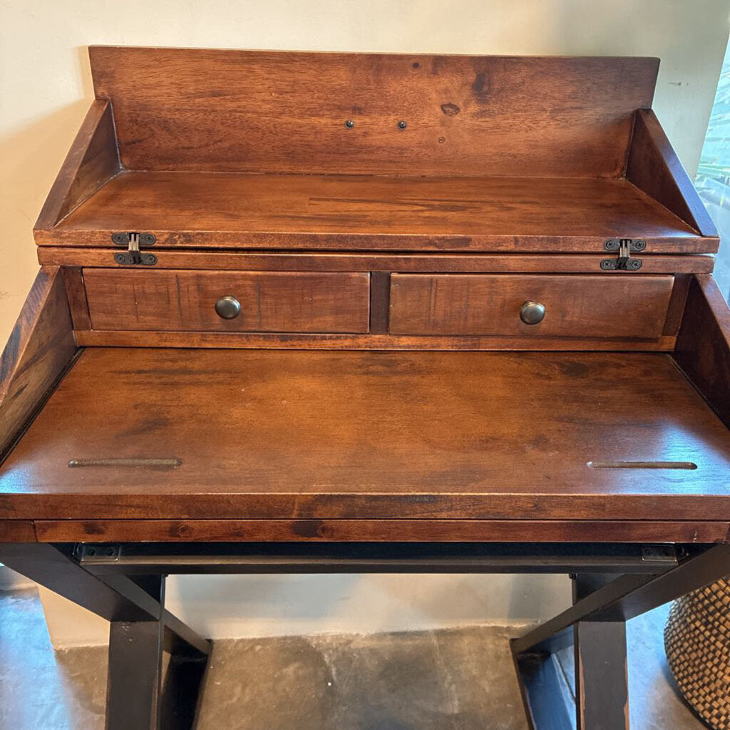 Distressed Wood Secretary Desk - 28X22X35H