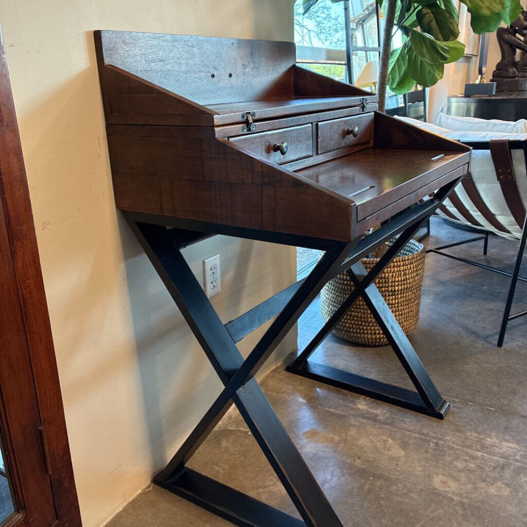 Distressed Wood Secretary Desk - 28X22X35H