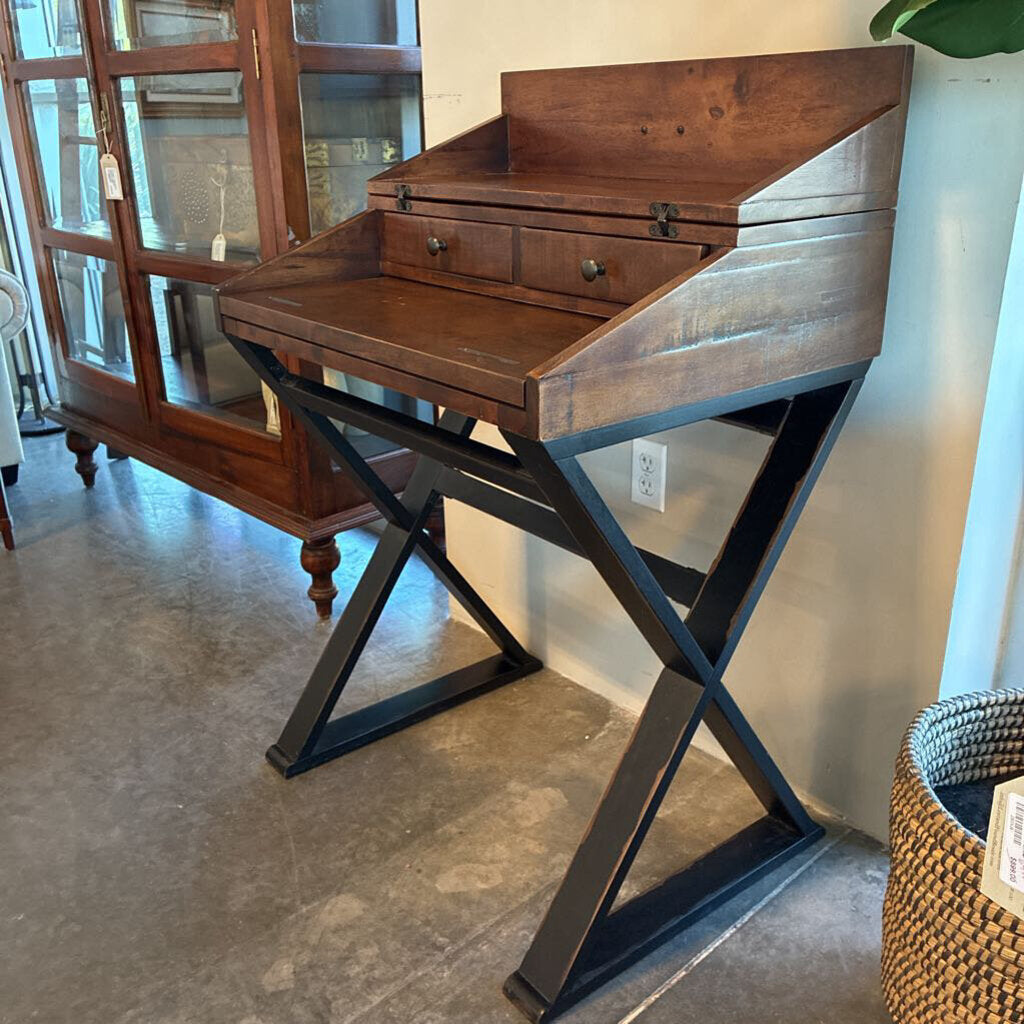 Distressed Wood Secretary Desk - 28X22X35H