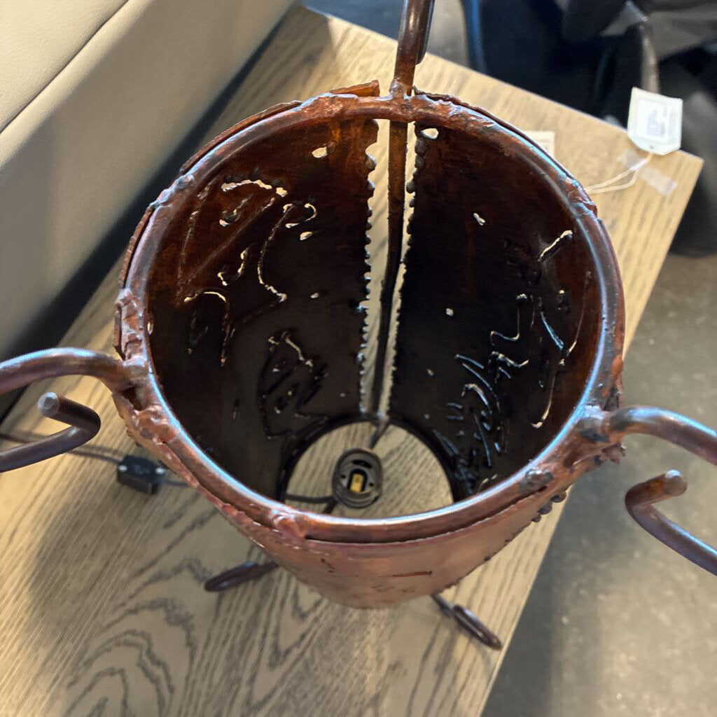 Rustic Iron Cylinder Lamp - 10X18.5H