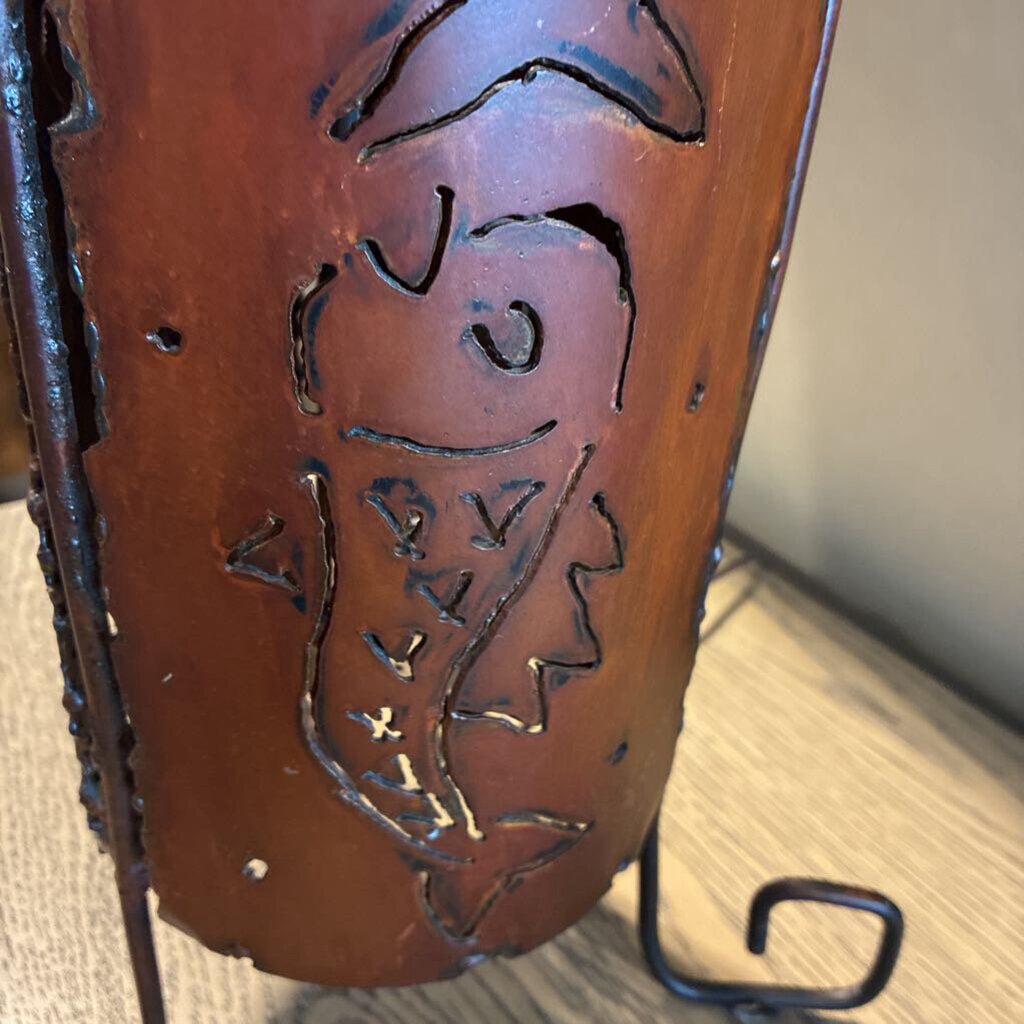Rustic Iron Cylinder Lamp - 10X18.5H