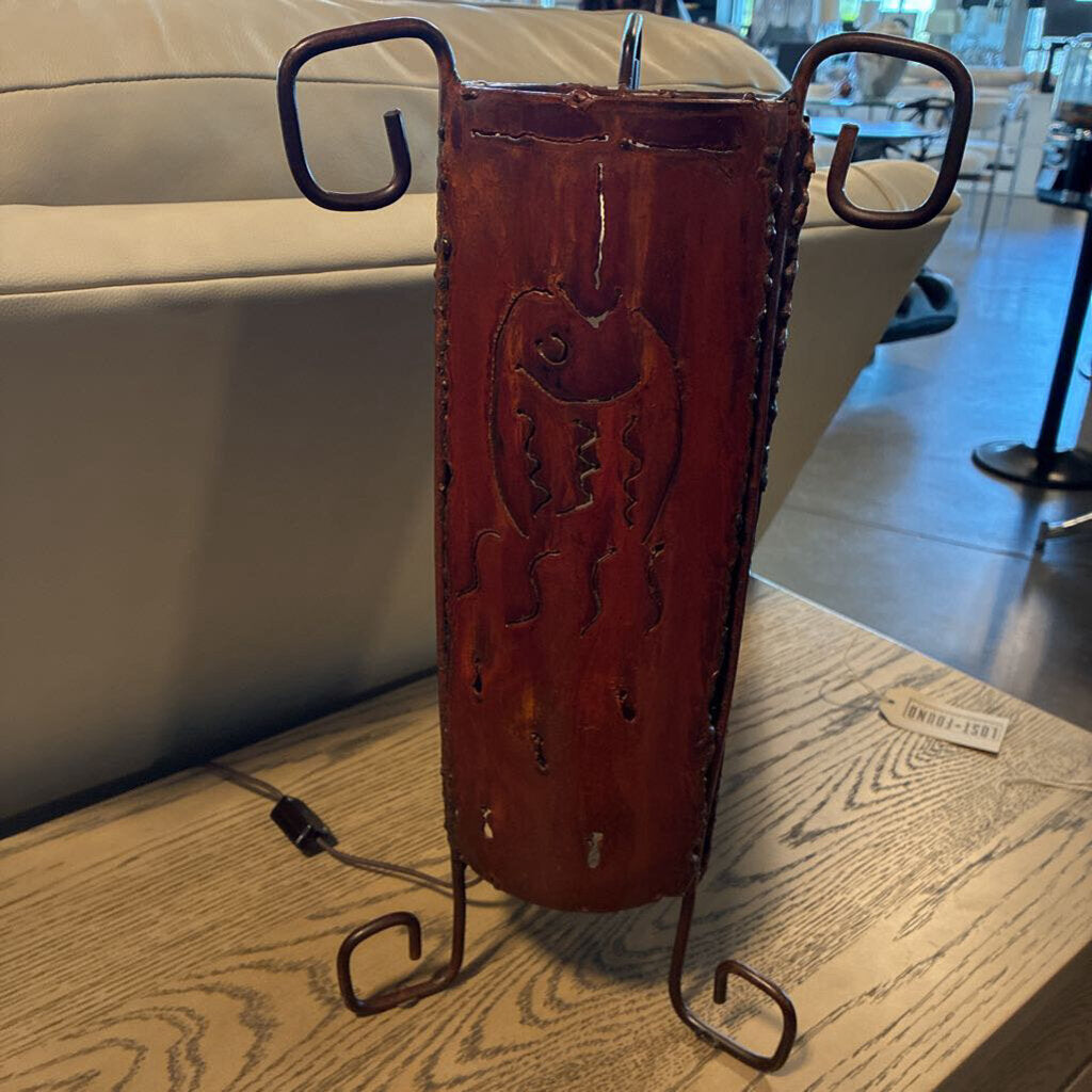Rustic Iron Cylinder Lamp - 10X18.5H