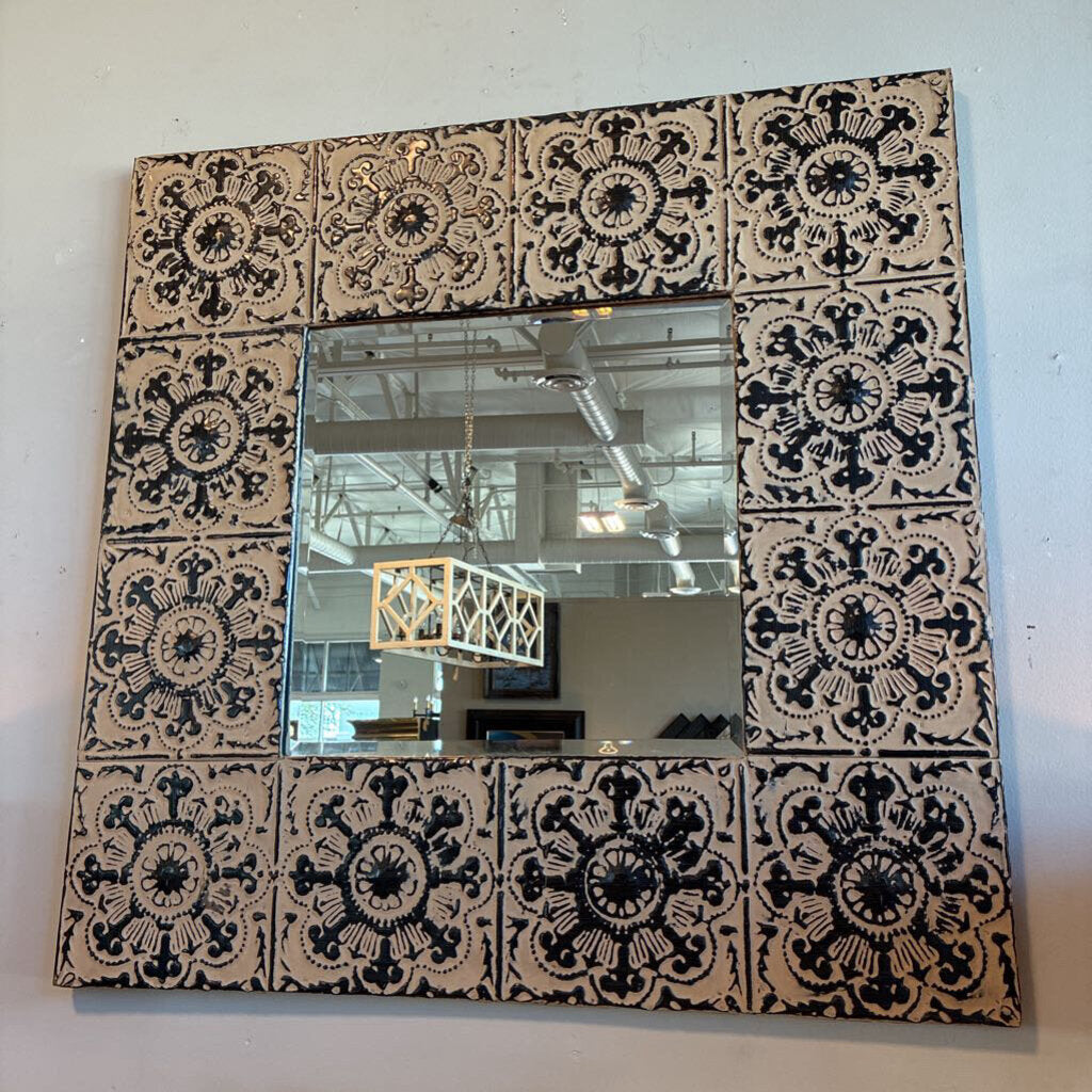 Vintage Tin Ceiling Tile Mirror - 46X1X46