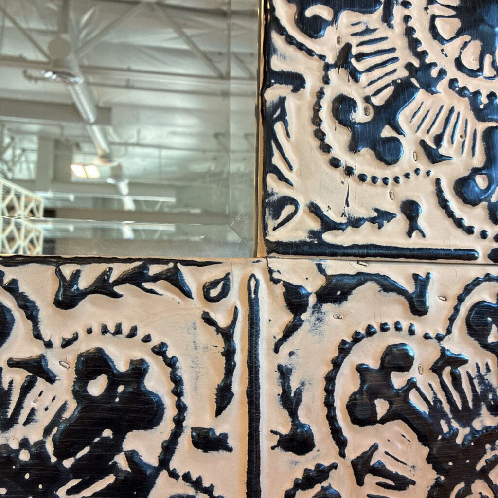 Vintage Tin Ceiling Tile Mirror - 46X1X46