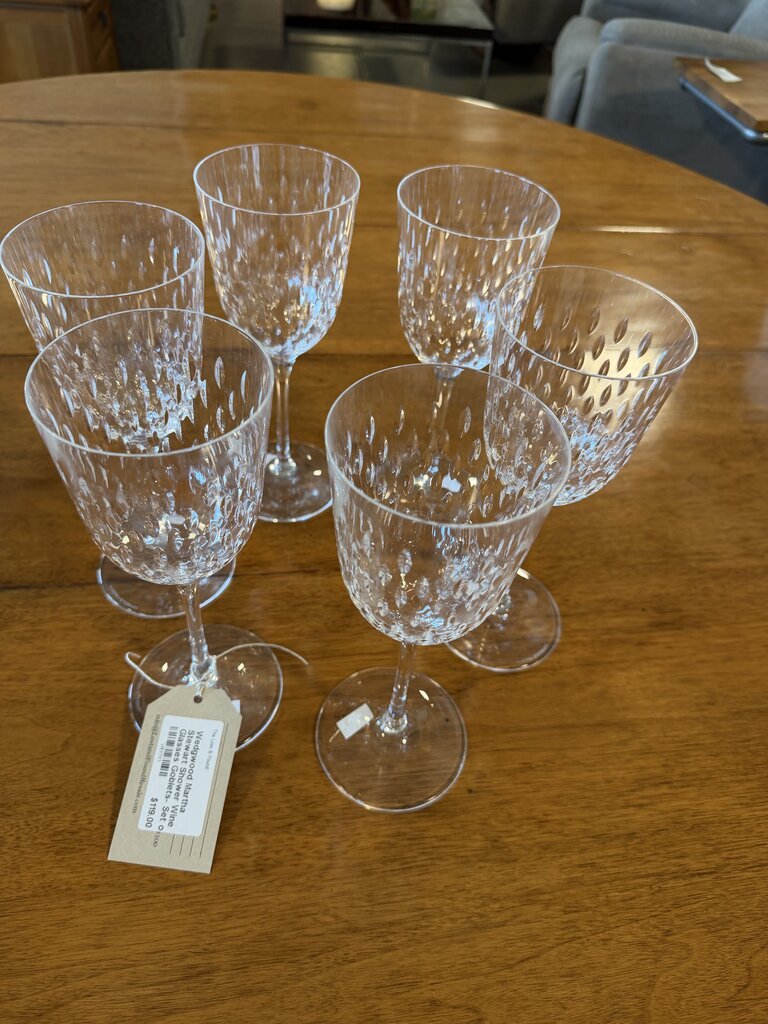 Wedgwood Martha Stewart Shower Wine Glasses Goblets- Set of 6