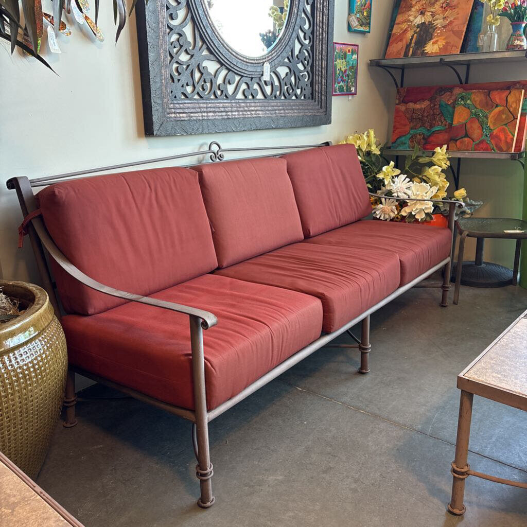Arizona Iron Sofa W/ Rust Cushions- 82X39X38H
