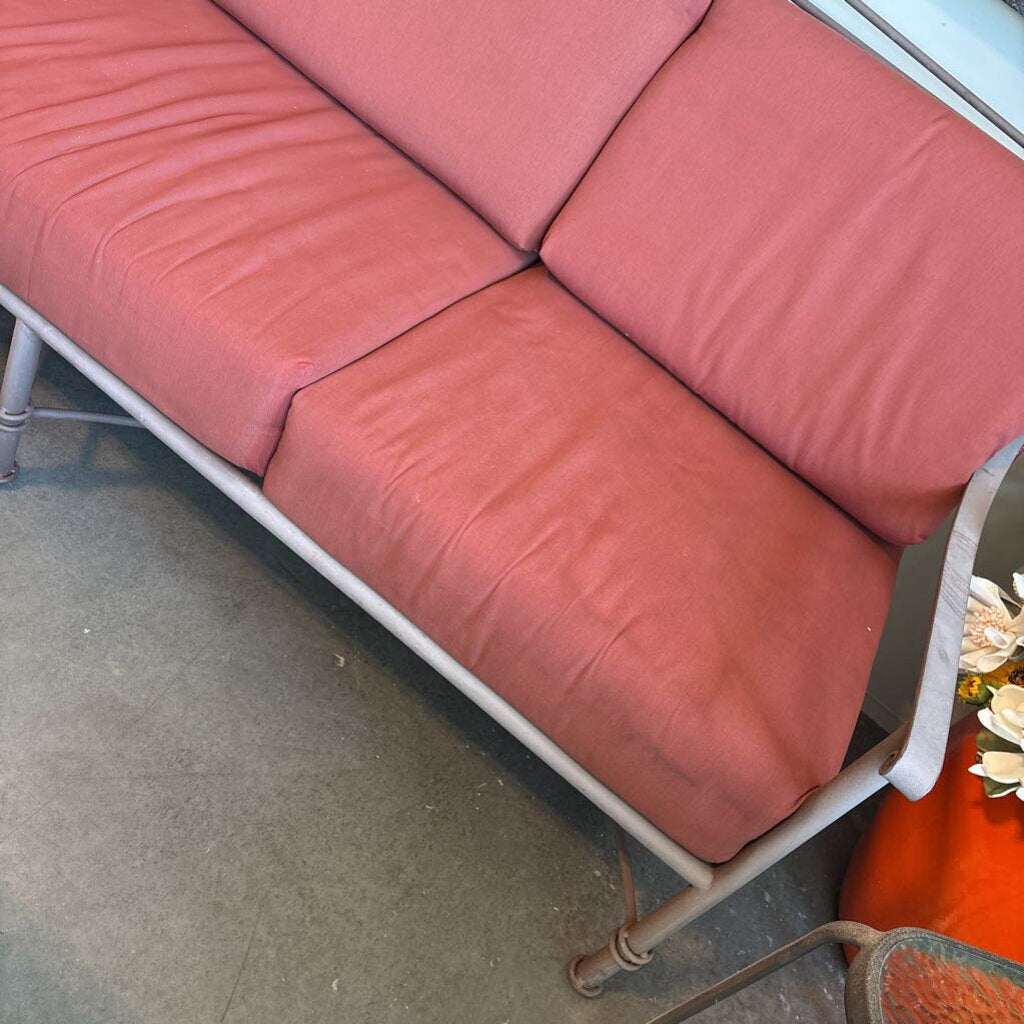 Arizona Iron Sofa W/ Rust Cushions- 82X39X38H