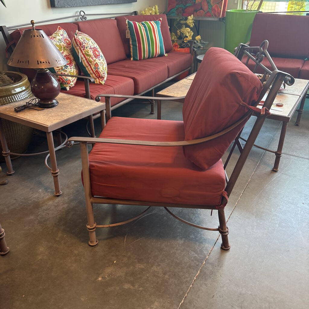 Arizona Iron Chairs W/ Single Ottoman- Pair - 36X27X40H