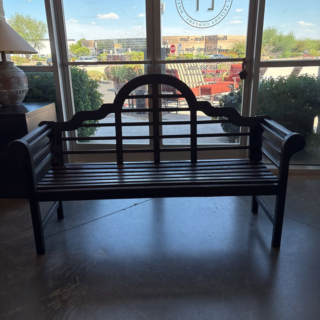 Curved Rustic Wood Bench- 19.5X65 X44H - AS IS