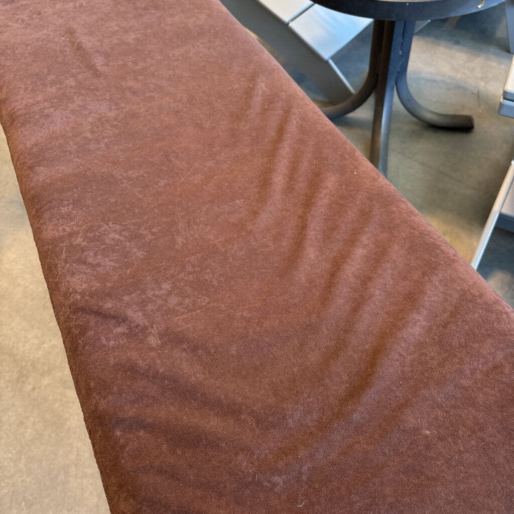Curved Iron Bench W/ Brown Cushion- 53.5X16X27H