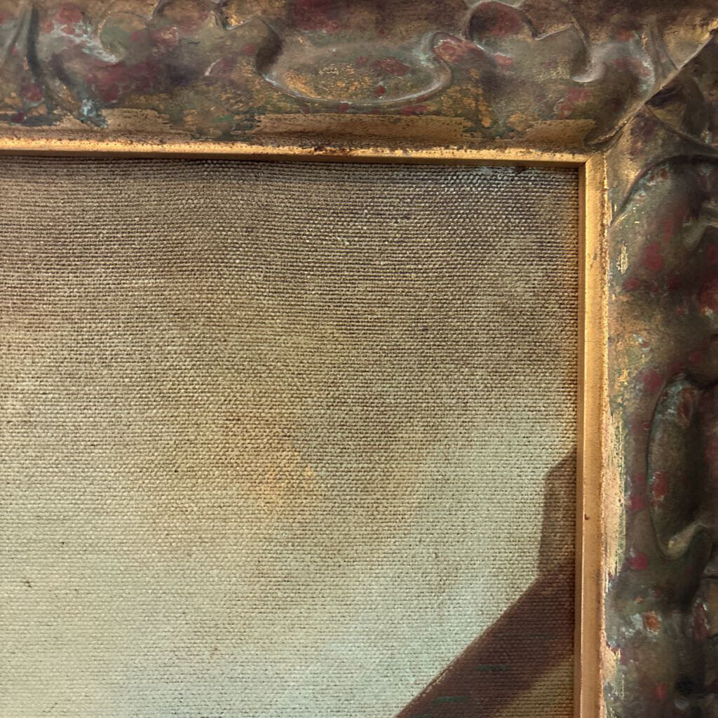 Vintage Italian Landscape Painting W/ Gold Vintage Frame- 23X32