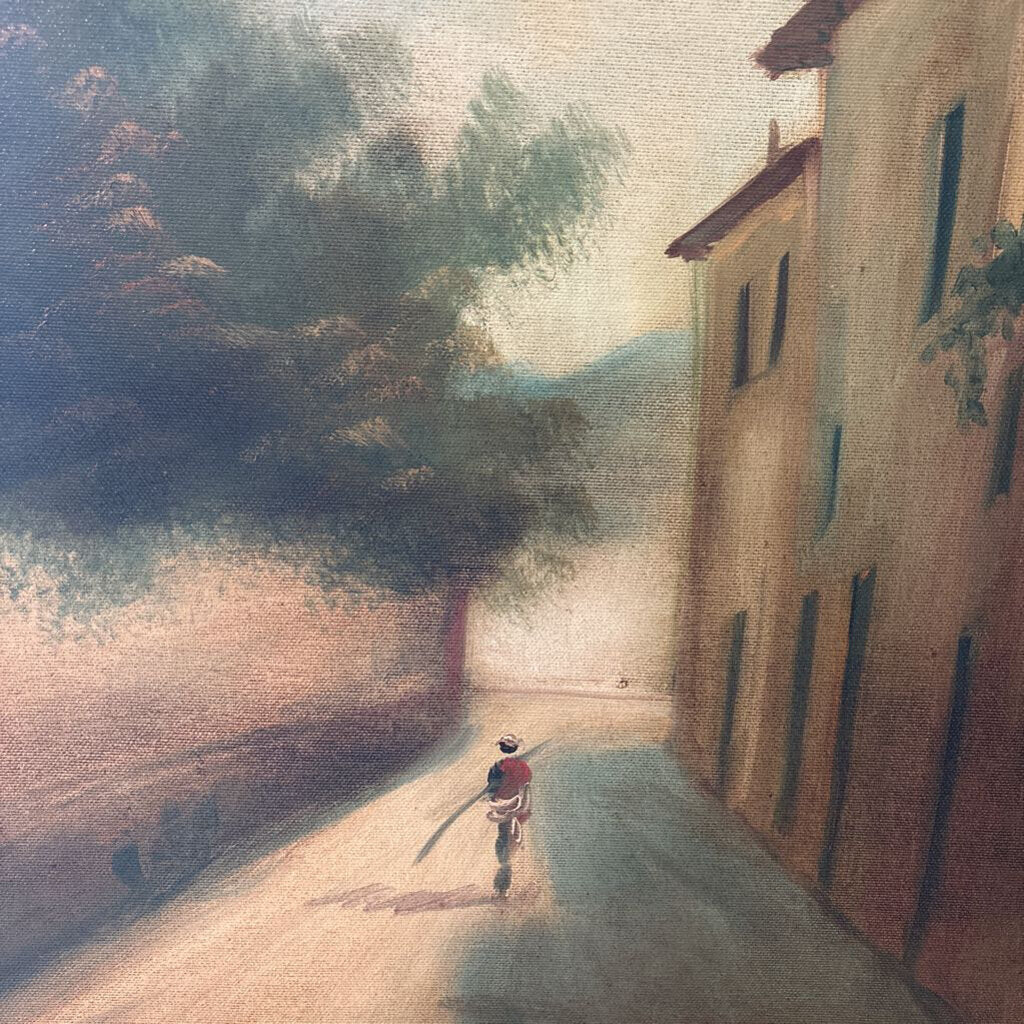 Vintage Italian Landscape Painting W/ Gold Vintage Frame- 23X32