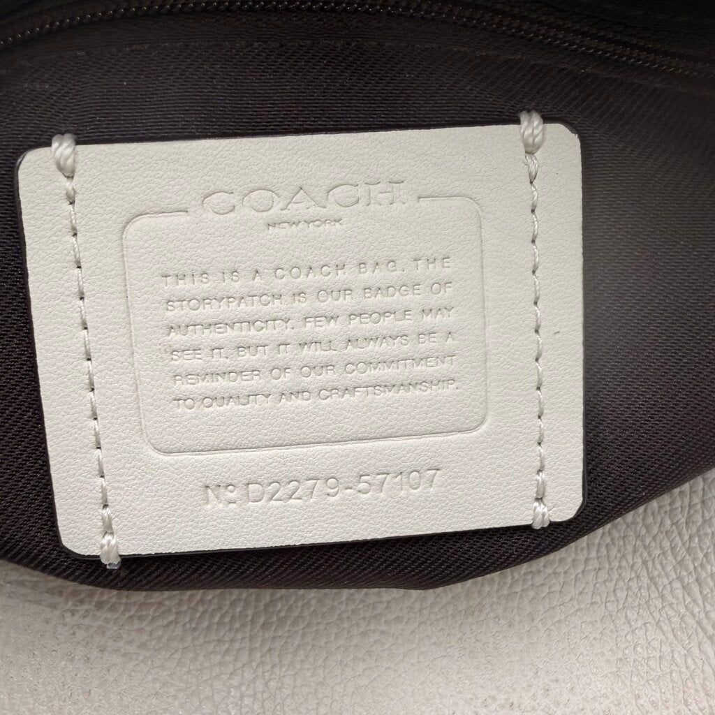 Coach Turnlock Chain Tote Chalk Pebbled Leather Shoulder Bag