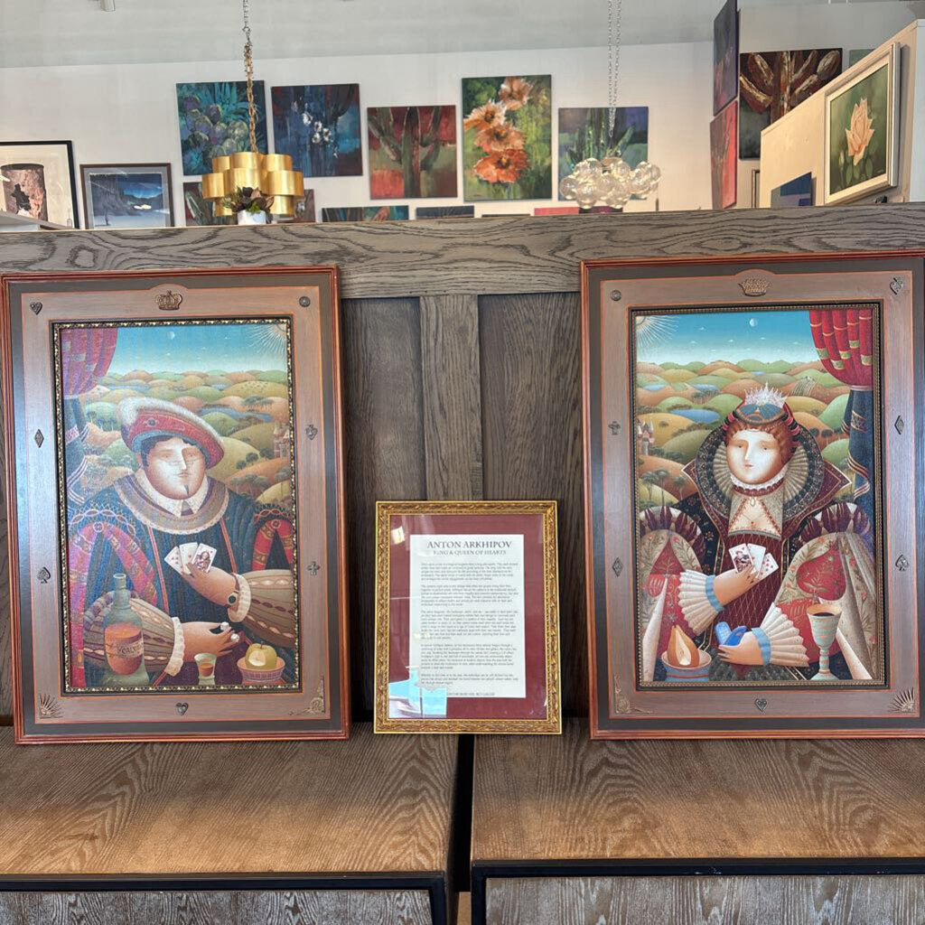 King & Queen of Hearts Signed/ Numbered Serigraph By Anton Arkhipov W/ Framed Bio- Set of 3 - 20X1X28H