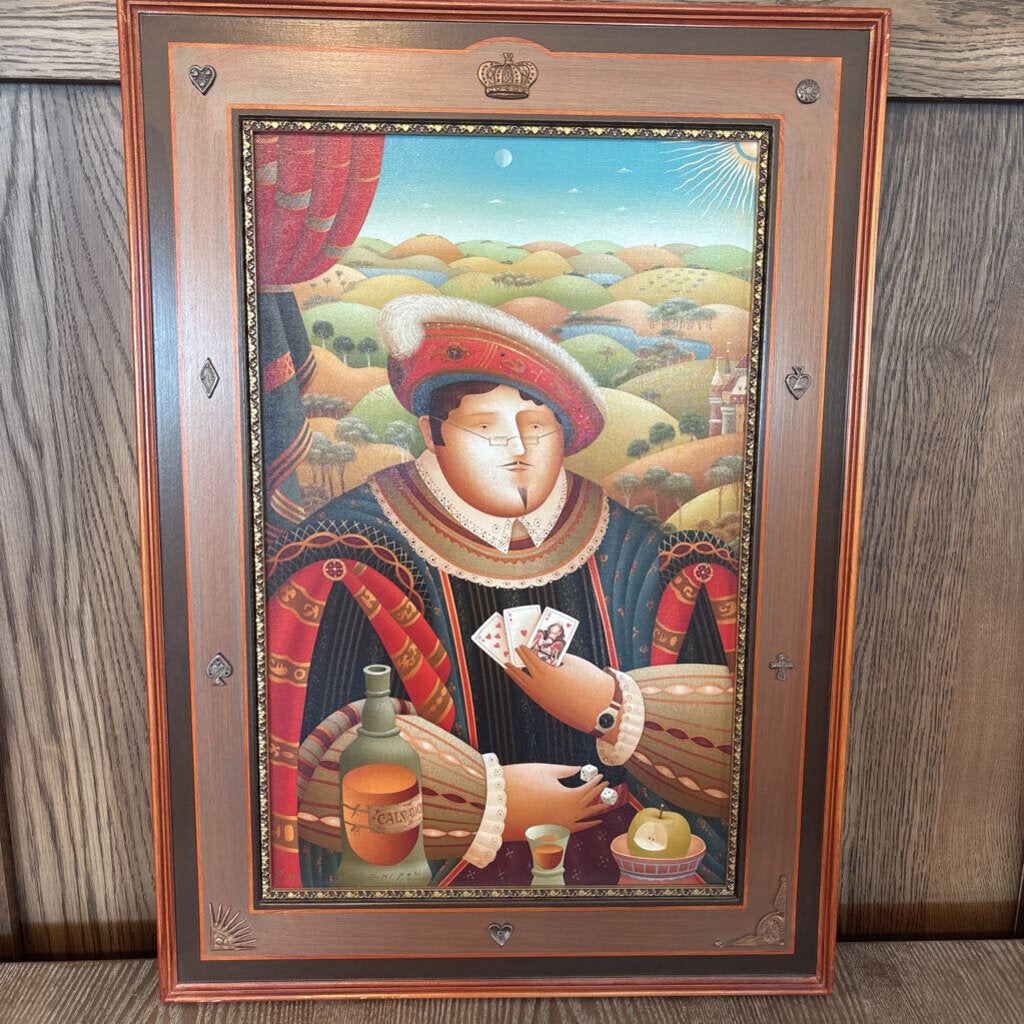 King & Queen of Hearts Signed/ Numbered Serigraph By Anton Arkhipov W/ Framed Bio- Set of 3 - 20X1X28H