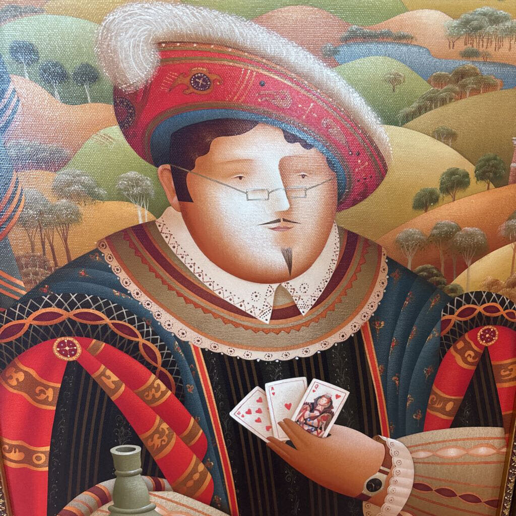 King & Queen of Hearts Signed/ Numbered Serigraph By Anton Arkhipov W/ Framed Bio- Set of 3 - 20X1X28H
