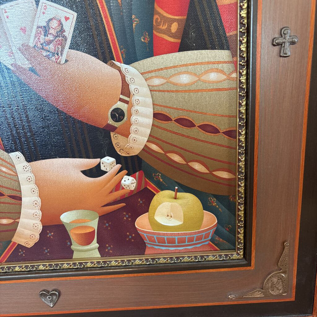 King & Queen of Hearts Signed/ Numbered Serigraph By Anton Arkhipov W/ Framed Bio- Set of 3 - 20X1X28H